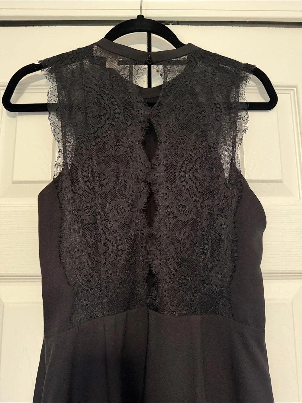 Michael Kors Black Sleeveless Lace-trimmed crepe Dress